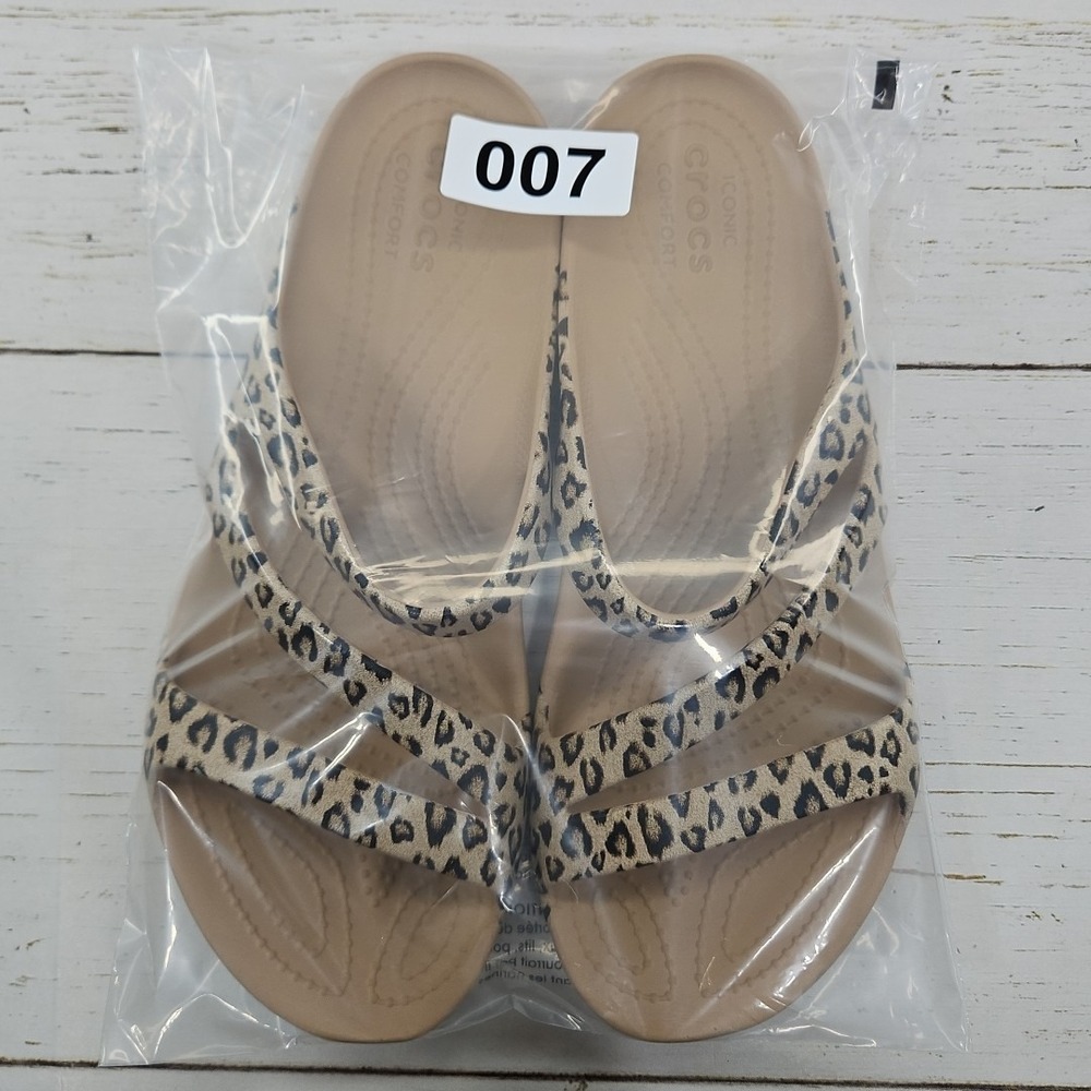 Crocs Kadee II Leopard Womens 8 Beige Slip On Slide Sandals Lightweight 206894 - Picture 10 of 10